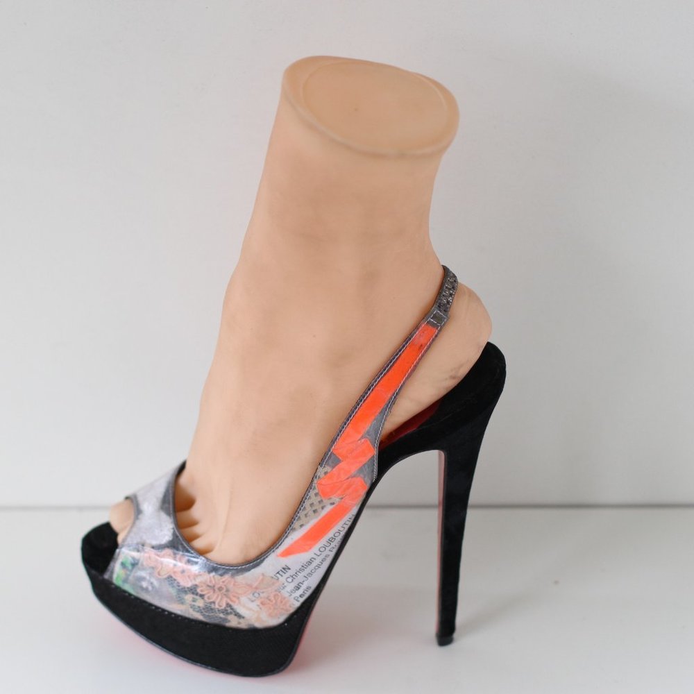 Christian Louboutin Black Lady Peep Sling Platform